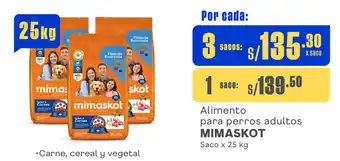 Plaza Vea Alimento para perros adultos MIMASKOT Saco x 25 kg oferta