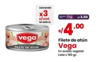 Vega Filete de atún Vega En aceite vegetal Lata x 150 gr. oferta