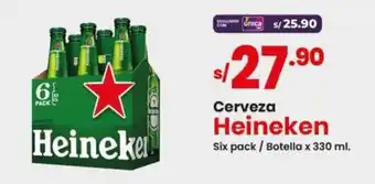 Vega Cerveza Heineken Six pack / Botella x 330 ml. oferta