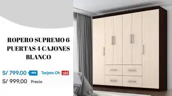 Oechsle ROPERO SUPREMO 6 PUERTAS 4 CAJONES BLANCO oferta