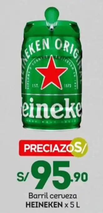 Tottus Barril cerveza HEINEKEN x 5 L oferta