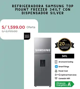 La Curacao REFRIGERADORA SAMSUNG TOP MOUNT FREEZER 341LT CON DISPENSADOR SILVER oferta