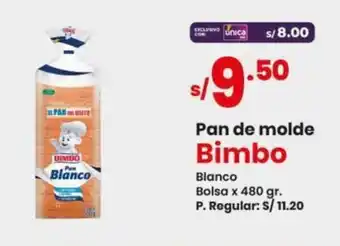 Vega Pan de molde Bimbo Bolsa x 480 gr. oferta