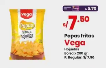 Vega Papas fritas Vega Hojuelas Bolsa x 200 gr. oferta