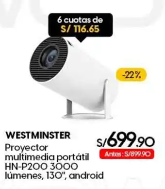 Coolbox WESTMINSTER Proyector multimedia portátil HN-P200 3000 lúmenes, 130", android oferta