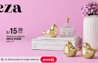 Plaza Vea Adornos pájaros DECO HOME set x 3 oferta