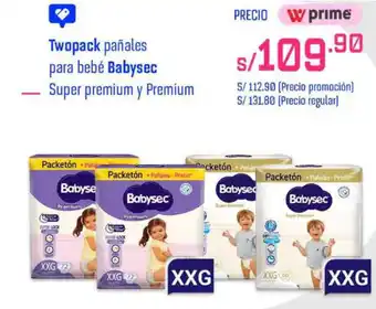 Wong Twopack pañales para bebé Babysec Super premium y Premium oferta