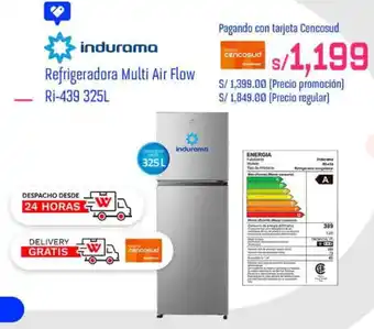 Wong indurama Refrigeradora Multi Air Flow Ri-439 325L oferta