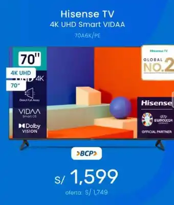 Tiendas EFE Hisense TV 4K UHD Smart VIDAA oferta