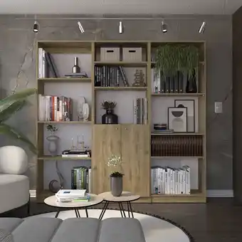 Tiendas EFE Estante tuhome 4 repisas + estante 2 puertas + estante 5 repisas macadamia oferta