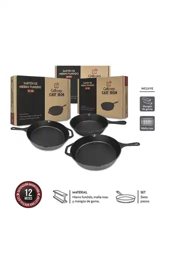 Tiendas EFE Sartén n°20 +sartén n°25 + sartén n°30 + mangos de goma + malla inoxidable oferta