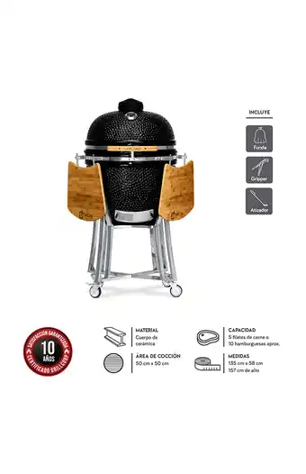 Tiendas EFE Kamado 23"; negro clásico + funda impermeable + gripper + atizador oferta