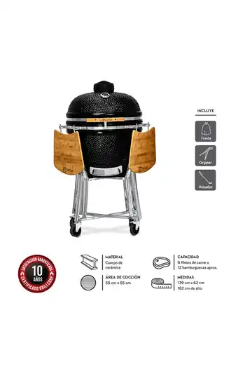 Tiendas EFE Kamado 25"; negro clásico + funda impermeable + gripper + atizador oferta