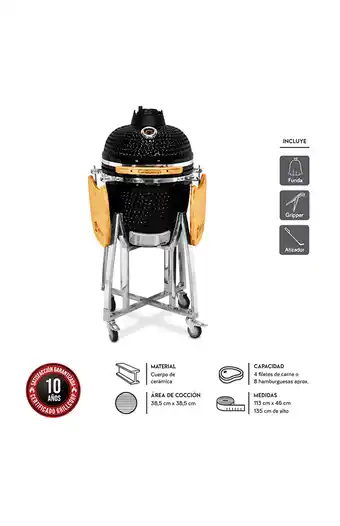 Tiendas EFE Kamado 18"; negro clásico + funda impermeable + gripper + atizador oferta