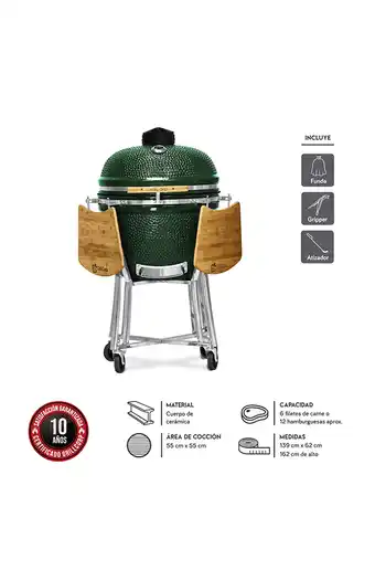 Tiendas EFE Kamado 25"; verde clásico + funda impermeable + gripper + atizador oferta