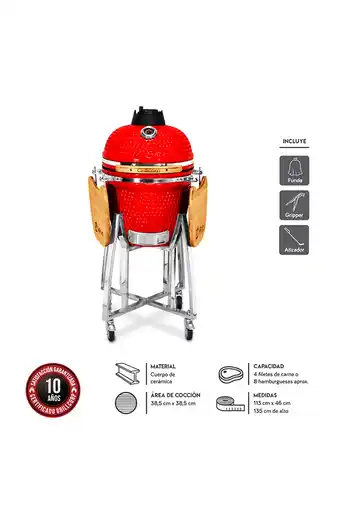Tiendas EFE Kamado 18"; rojo clásico + funda impermeable + gripper + atizador oferta