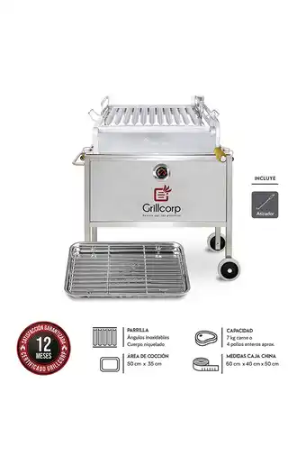 Tiendas EFE Caja china junior venecia inoxidable + parrilla de levante niquel/ inox + atizador 60x40x50 cm oferta