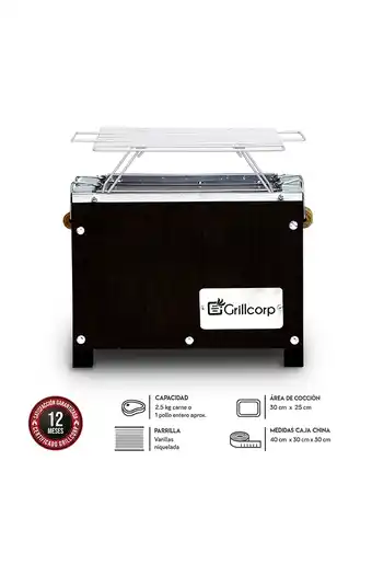 Caja china mini inoxidable black + parrilla de varillas niqueladas 40x30x30 cm