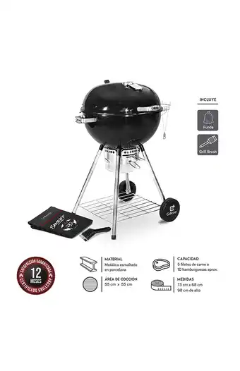 Tiendas EFE Parrilla sheriff 22"; negro + funda impermeable + brush oferta