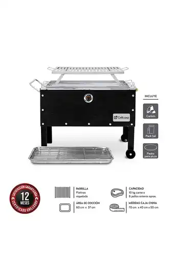 Tiendas EFE Caja china mediana inoxidable + parrilla de platinas + carbón 2kg + pack sal + piedra para pizza oferta