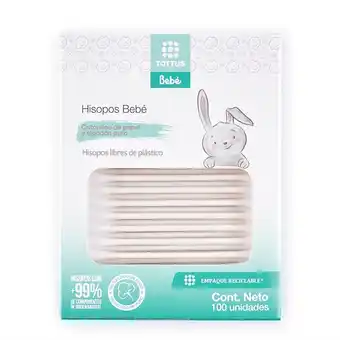 Tottus Hisopos papel tottus bebe x 100 un oferta