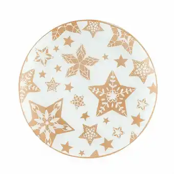 Tottus Plato vidrio 26 cm estrellas dorado oferta