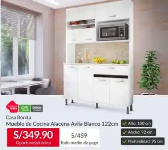 Sodimac Casa Bonita Mueble de Cocina Alacena Avila Blanco 122cm oferta