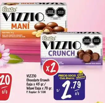 MaxiAhorro VIZZIO Chocolate Crunch Caja x 45 gr/ Maní Caja x 70gr oferta