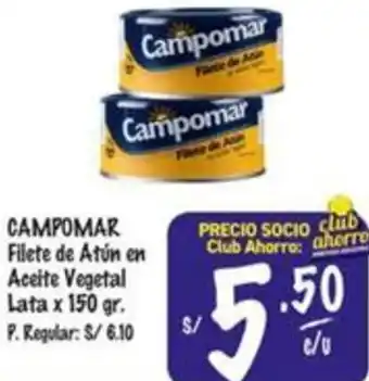 MaxiAhorro CAMPOMAR Filete de atún en Aceite Vegetal Lata x 150gr oferta