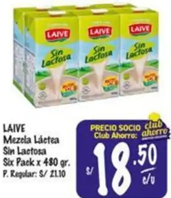 MaxiAhorro LAIVE Sin Lactosa Mezela Láctea Sin Lactosa Six Pack x 480gr oferta