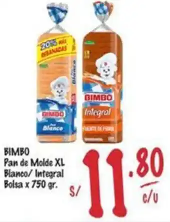 MaxiAhorro BIMBO Pan de Molde XL Blanco/Integral Bolsa x 750gr oferta