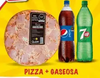 MaxiAhorro 01 Pizza Familiar FIESTRA Americana/Hawaiana/ Pepperoni 01 Gaseosa PEPSI o SEVEN UP Bot. x 1.5lt oferta