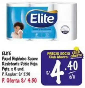 MaxiAhorro ELITE Papel Higiénico Suave Resistente Doble Hoja Pqte. x 6 und oferta