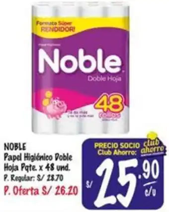 MaxiAhorro NOBLE Papel Higiénico Doble Hoja Pqte. x 48 und. oferta