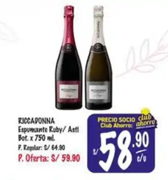 MaxiAhorro RICCADONNA Espumante Ruby/ Asti Bot. x 750 ml. oferta