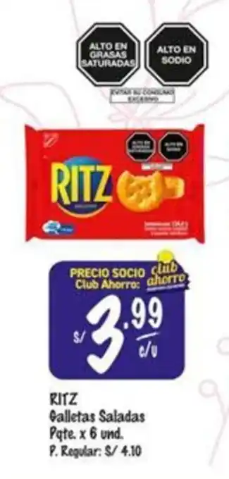 MaxiAhorro RITZ Galletas Saladas Pqte. x 6 und. oferta