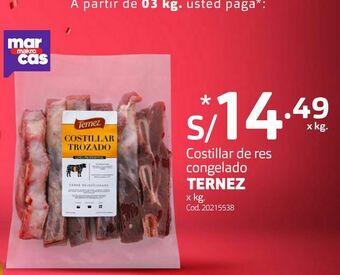 Makro Costillar de res congelado ternez x kg. oferta