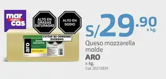 Makro Queso mozzarella molde aro x kg. oferta