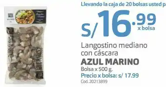 Makro Langostino mediano con cáscara azul marino bolsa x 500 g. oferta