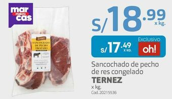 Makro Sancochado de pecho de res congelado ternez x kg. oferta