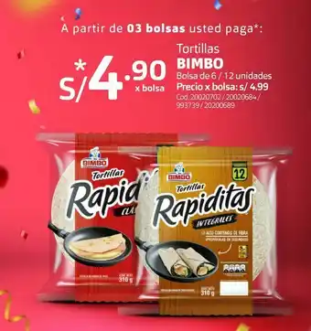 Makro Tortillas bimbo bolsa de 6 / 12 unidades oferta