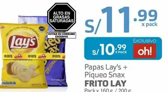Makro Papas lay's + piqueo snax frito lay pack x 160 g. / 200 g oferta