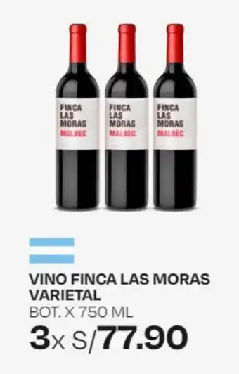 Wong VINO FINCA LAS MORAS VARIETAL BOT. X 750 ML X 3 oferta