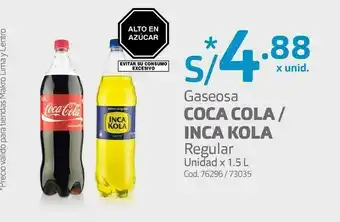 Makro Gaseosa coca cola / inca kola regular unidad x 1.5 l oferta