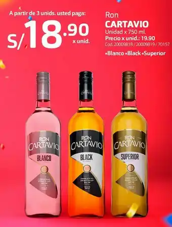 Makro Ron cartavio unidad x 750 ml. oferta
