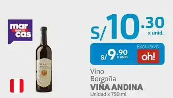 Makro Vino borgoña viña andina unidad x 750 ml. oferta