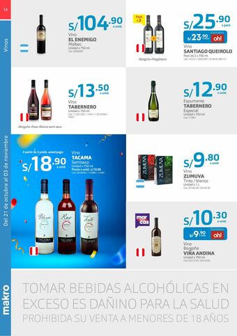 Makro Vino tabernero oferta