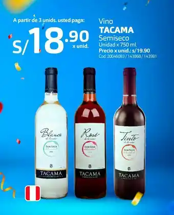 Makro Vino tacama semiseco unidad x 750 ml. oferta