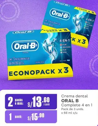 Makro Crema dental ORAL B Complete 4 en 1 2 Packs de 3 unds x 66ml oferta