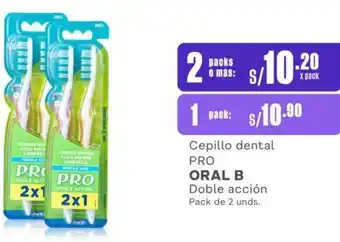 Makro Cepillo dental PRO ORAL B Doble acción 2 Packs de 2 unds oferta